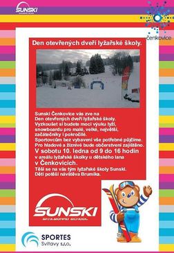 V sobotu 10. ledna od 9 do 16 hodin v areálu lyžaøské školky u dětského lana v Čenkovicích.